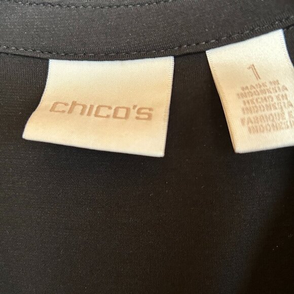 Chico's Maxi Dress Size Women's 8/10 Large Black with Gold Snap Slit Sleeveless - Picture 3 of 4